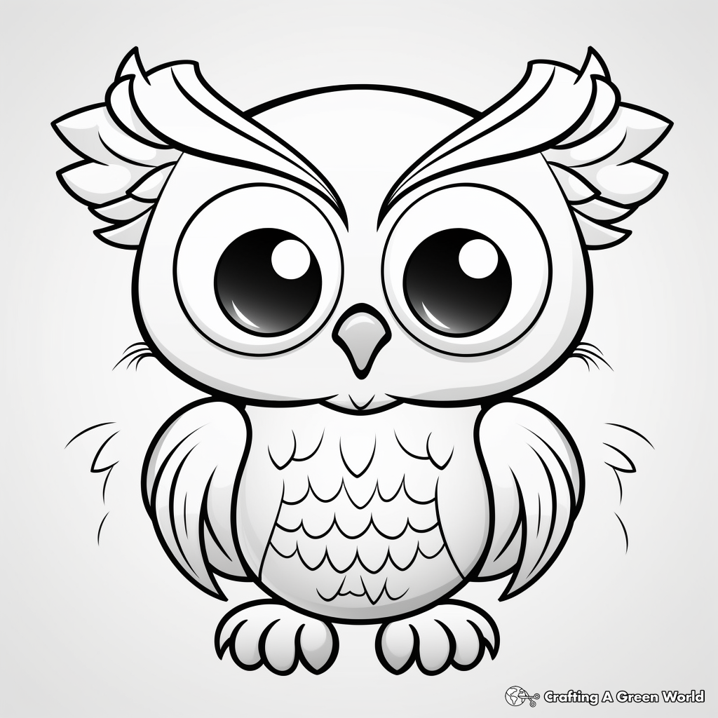 Cute and Big-Eyed Owl Coloring Pages 2
