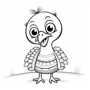 Cute and Friendly Turkey Cartoon Coloring Pages 2