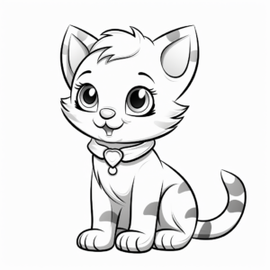 Cute and Playful Domestic Kitty Coloring Pages 1