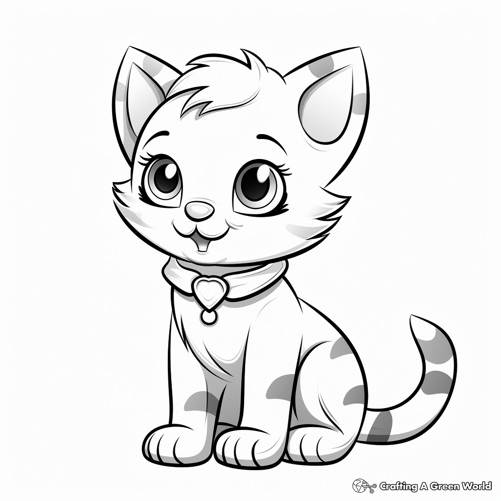 Cute and Playful Domestic Kitty Coloring Pages 1