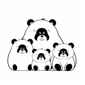 Cute and Simple Panda Bear Family Coloring Pages for Kids 1