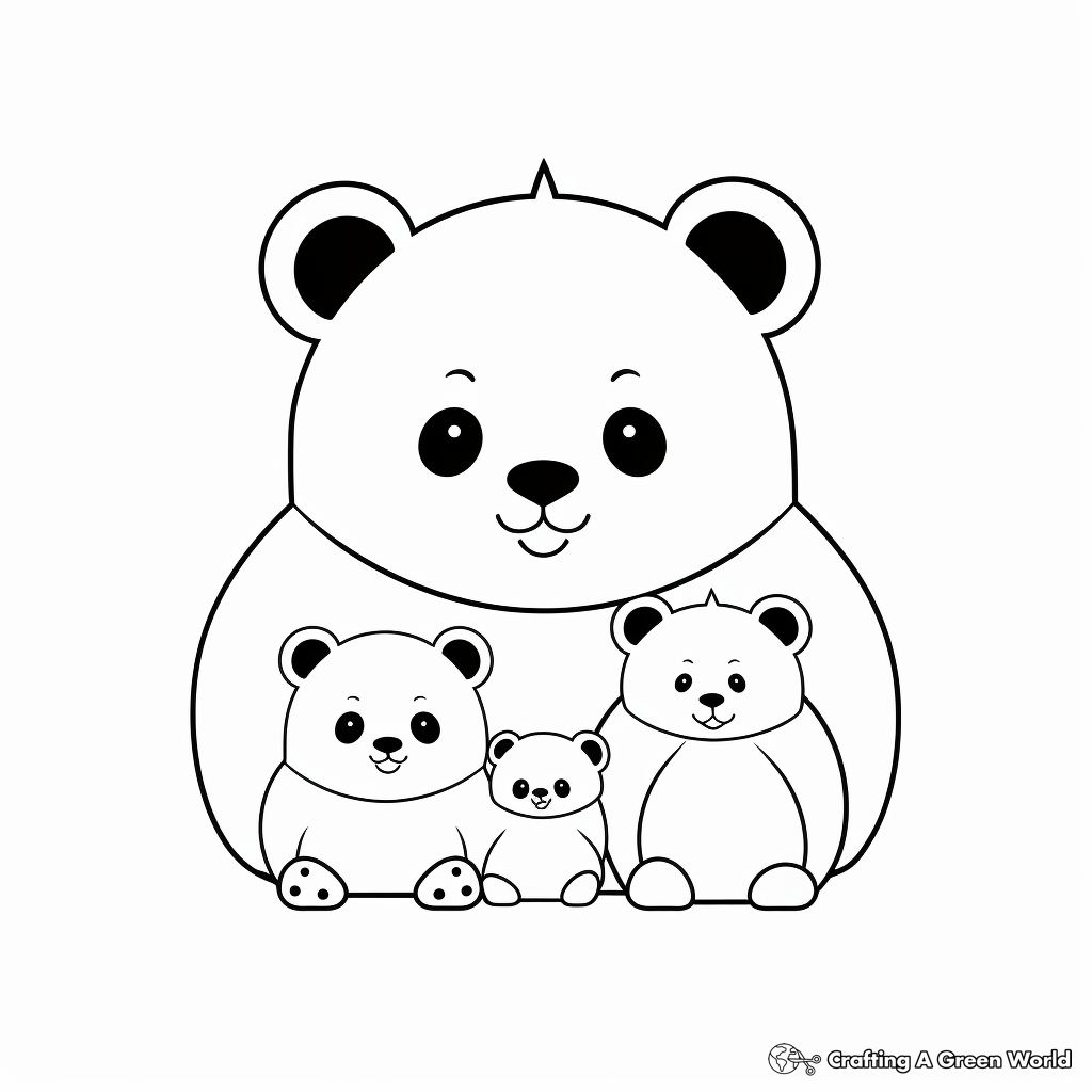 Cute and Simple Panda Bear Family Coloring Pages for Kids 3
