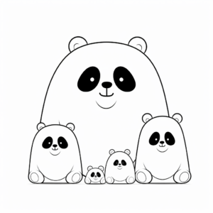 Cute and Simple Panda Bear Family Coloring Pages for Kids 4