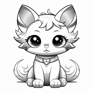 Cute Angel Cat with Halo Coloring Pages 3