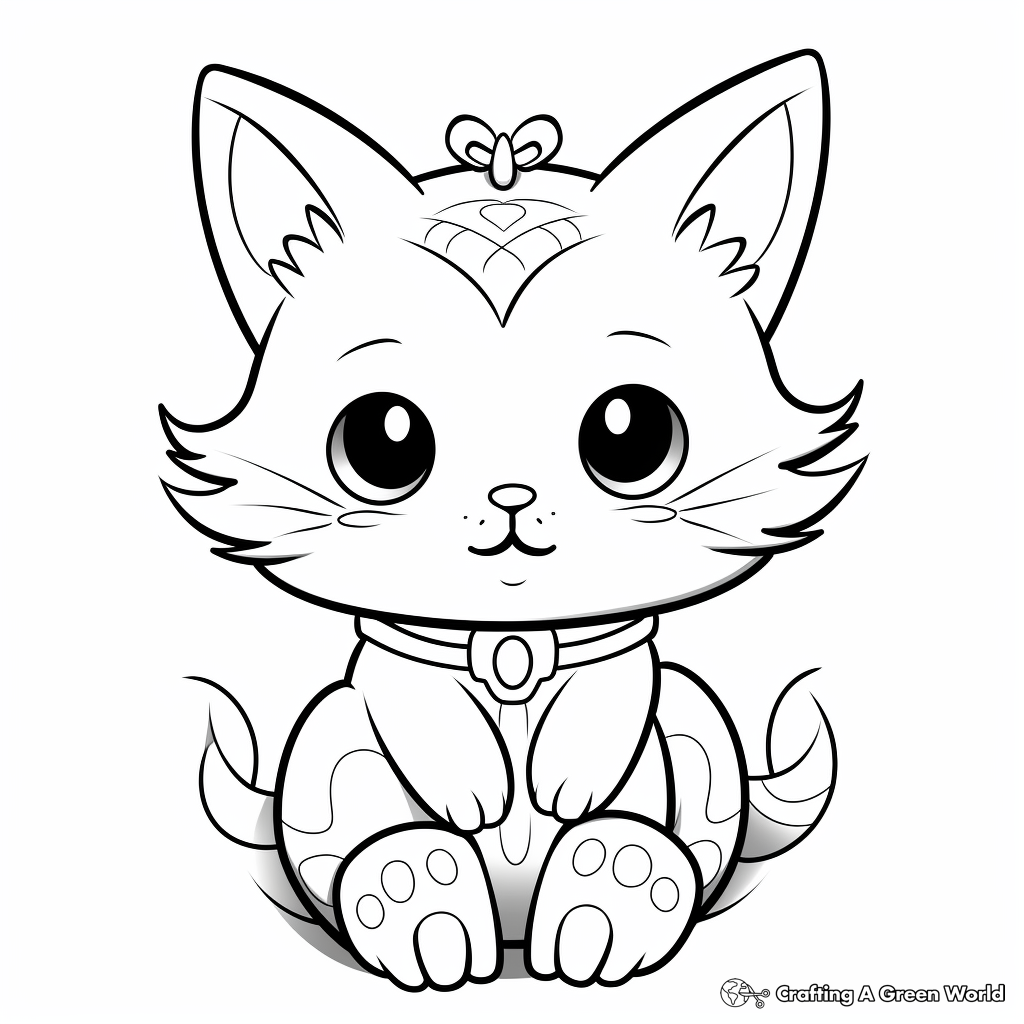 Cute Angel Cat with Halo Coloring Pages 4
