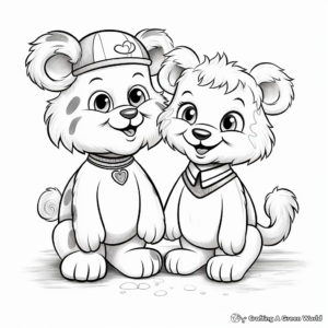 Cute Animal Couples Anniversary Coloring Pages 1