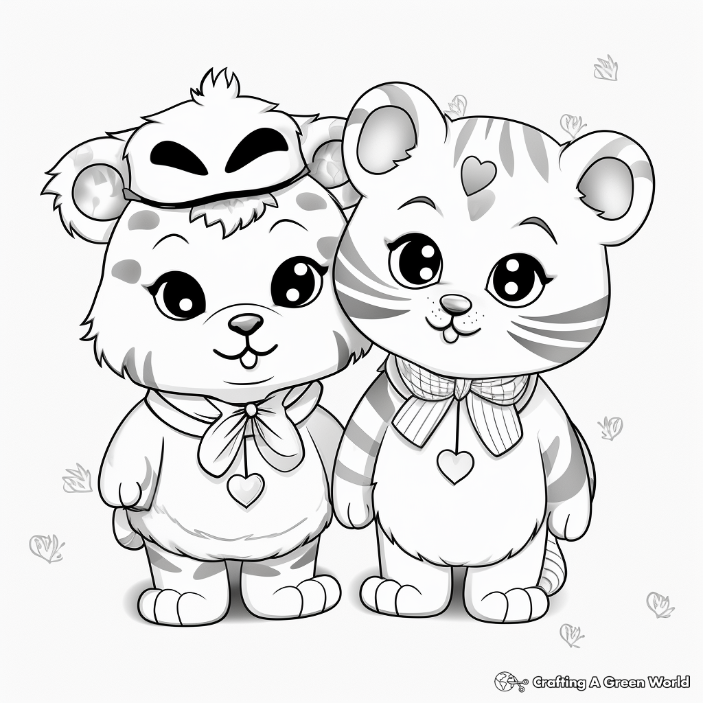 Cute Animal Couples Anniversary Coloring Pages 2