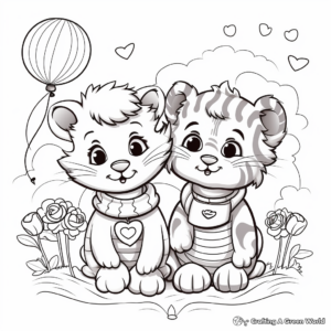 Cute Animal Couples Anniversary Coloring Pages 3