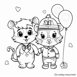 Cute Animal Couples Anniversary Coloring Pages 4
