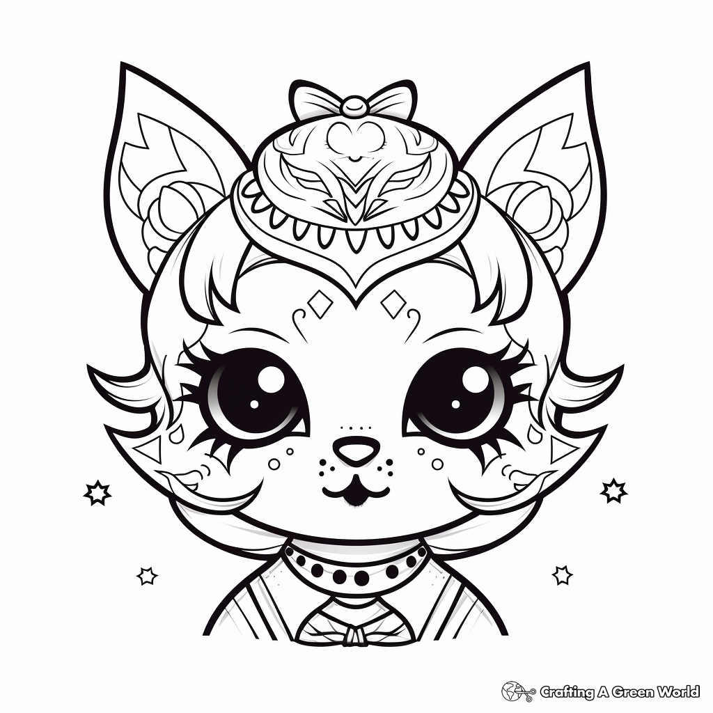 Cute Animal-Themed Sugar Skull Coloring Pages 1