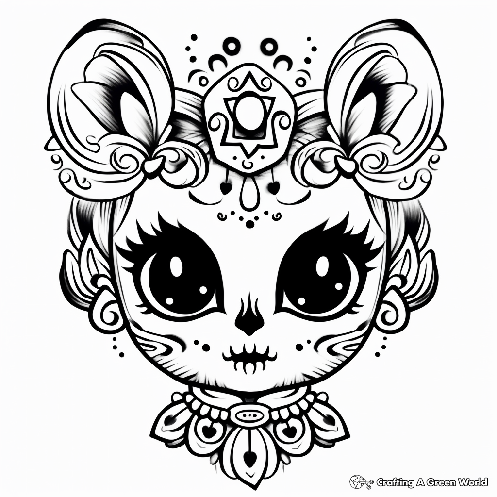 Cute Animal-Themed Sugar Skull Coloring Pages 3