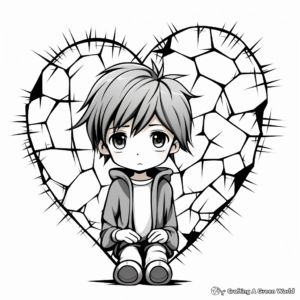 Cute Anime Broken Heart Coloring Pages 1
