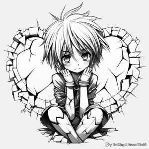 Cute Anime Broken Heart Coloring Pages 2
