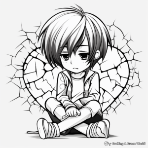 Cute Anime Broken Heart Coloring Pages 3