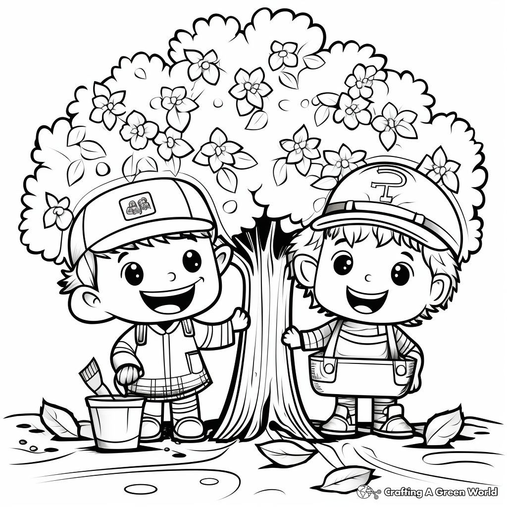 Cute Arbor Day Tree Planting Coloring Pages 2