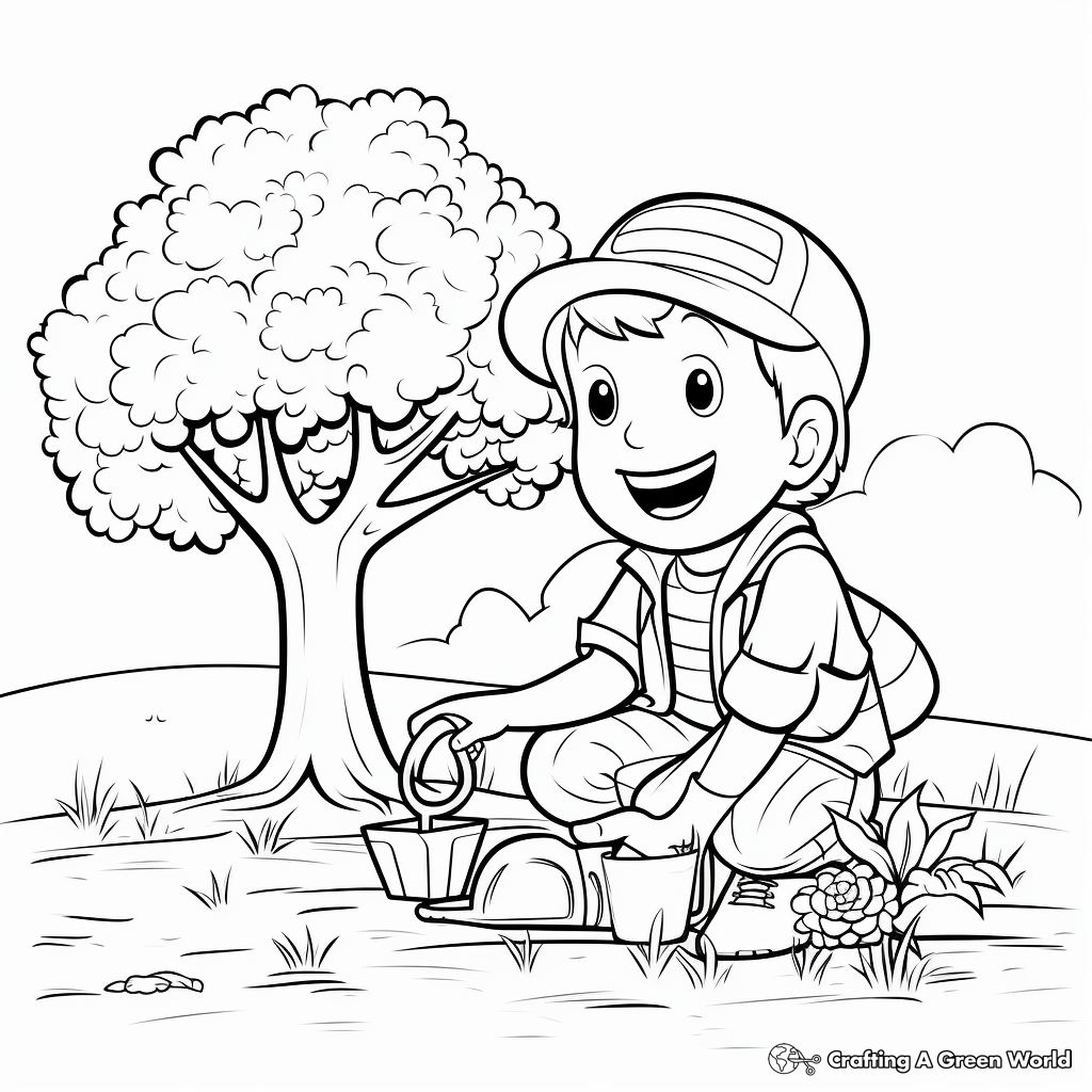 Cute Arbor Day Tree Planting Coloring Pages 4