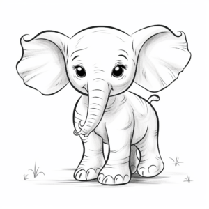 Cute-as-a-Button Baby Elephant Coloring Pages 2