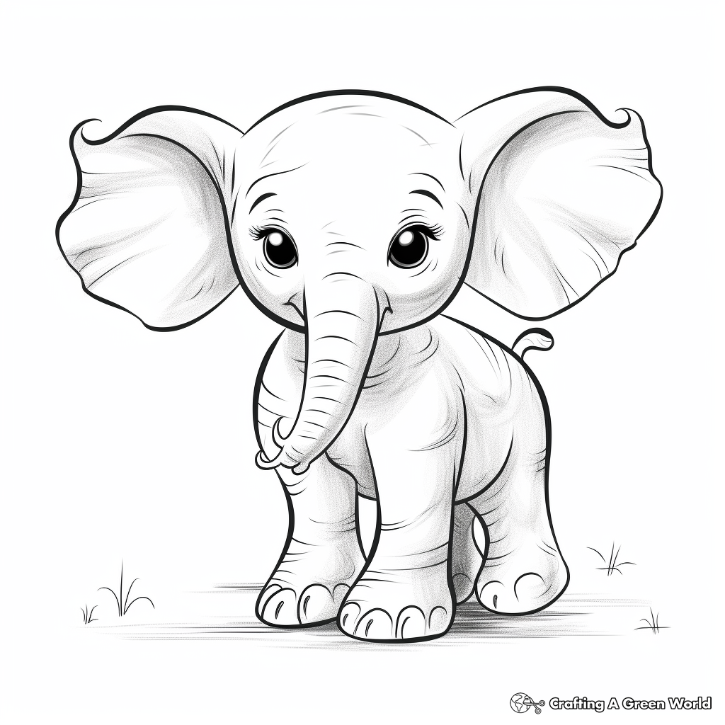 Cute-as-a-Button Baby Elephant Coloring Pages 2