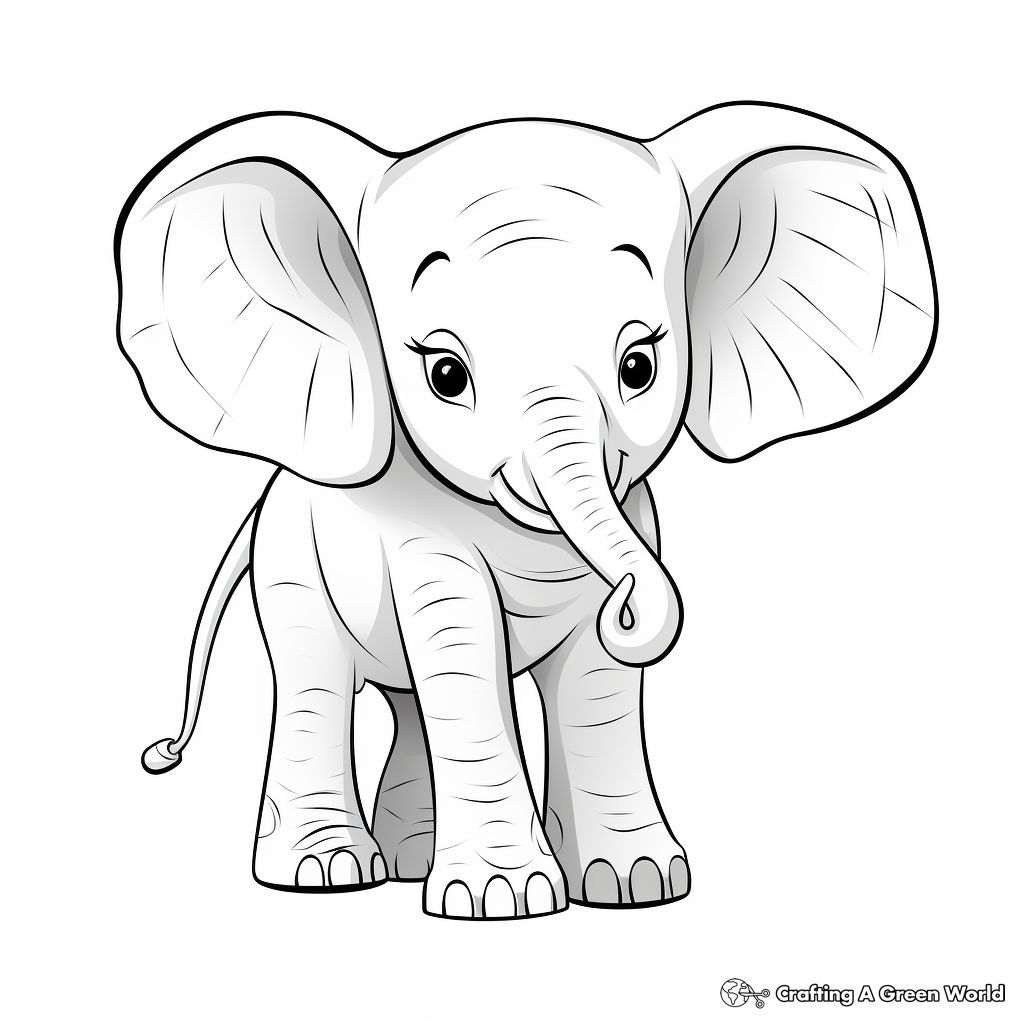 Cute-as-a-Button Baby Elephant Coloring Pages 4