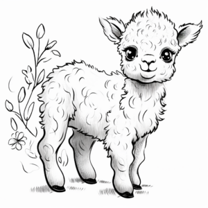Cute Baby Alpaca Coloring Pages 4