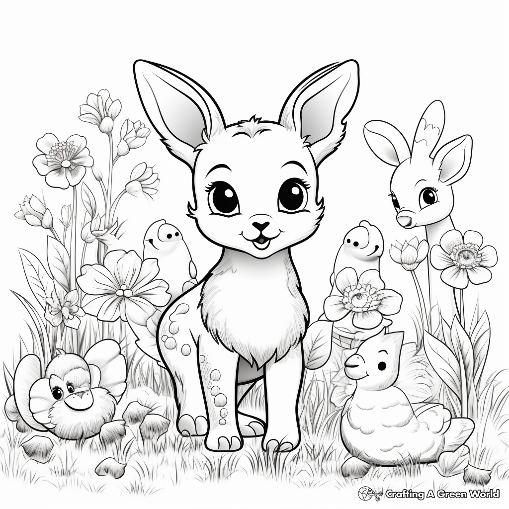 Cute Baby Animal Spring Coloring Pages 1