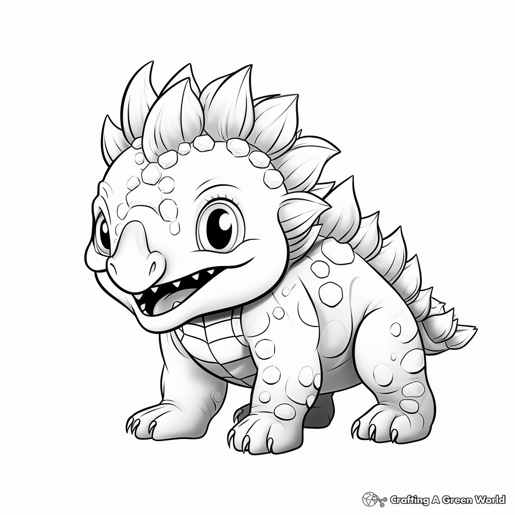 Cute Baby Ankylosaurus Coloring Pages 1