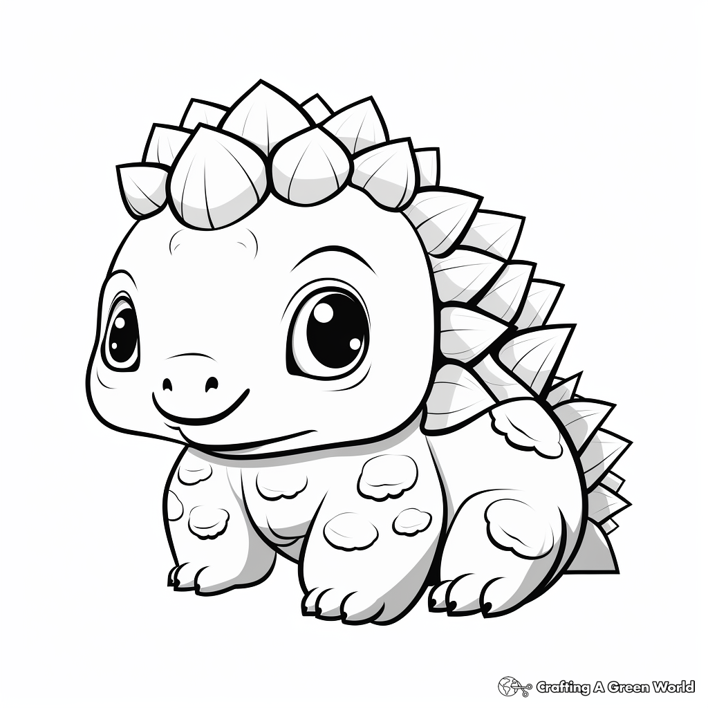 Cute Baby Ankylosaurus Coloring Pages 3