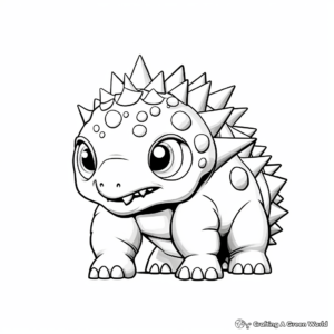 Cute Baby Ankylosaurus Coloring Pages 4