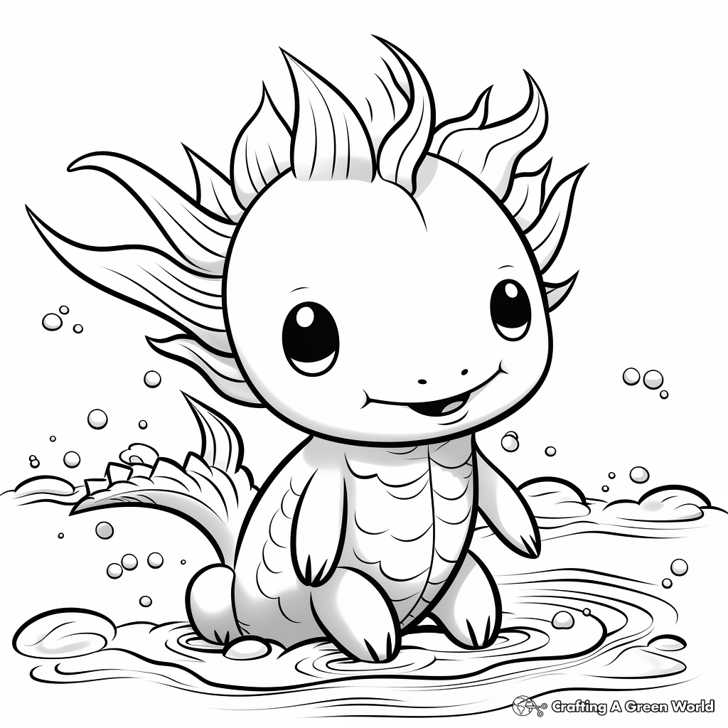 Cute Baby Axolotl Coloring Pages 1