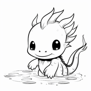 Cute Baby Axolotl Coloring Pages 2