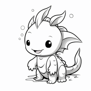 Cute Baby Axolotl Coloring Pages 3