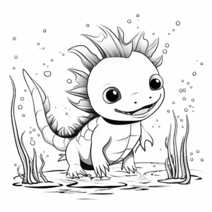 Cute Baby Axolotl Coloring Pages 4