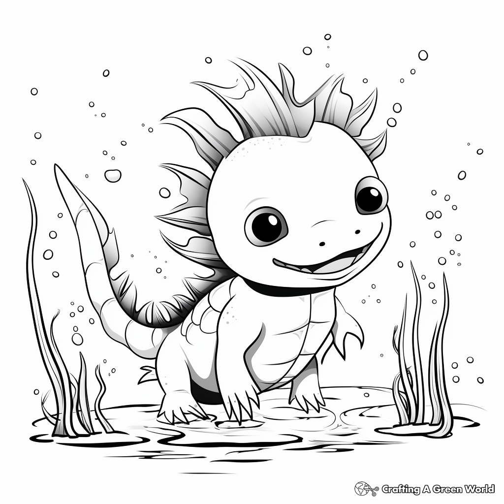 Cute Baby Axolotl Coloring Pages 4