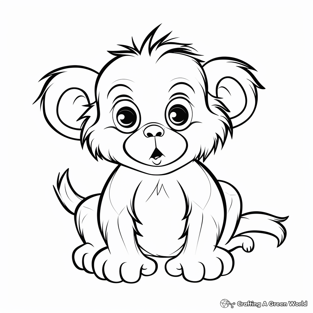 Cute Baby Chimpanzee Coloring Pages 1