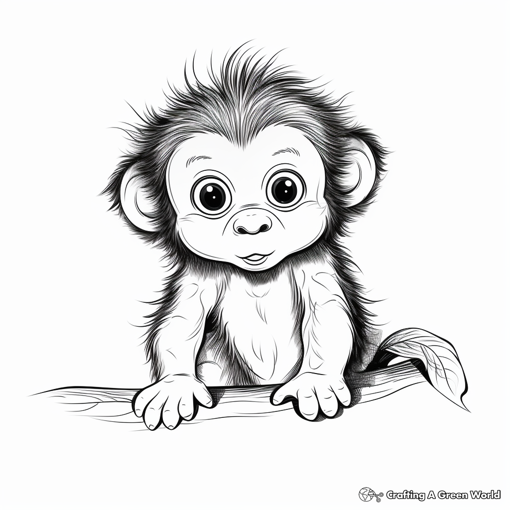 Cute Baby Chimpanzee Coloring Pages 2