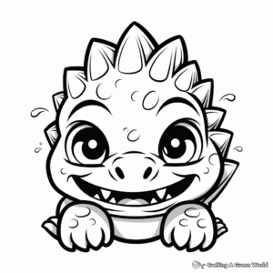 Cute Baby Dinosaur Head Coloring Pages 3