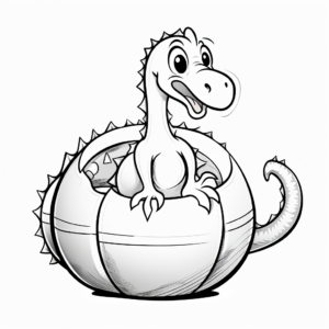 Cute Baby Diplodocus in Egg Coloring Pages 1