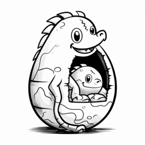 Cute Baby Diplodocus in Egg Coloring Pages 3