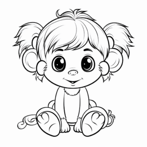 Cute Baby Girl Monkey Coloring Pages 3