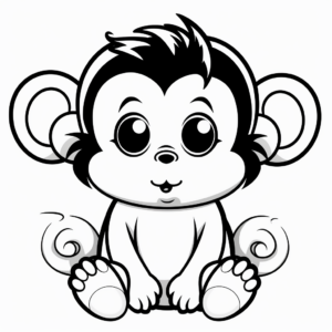 Cute Baby Girl Monkey Coloring Pages 4