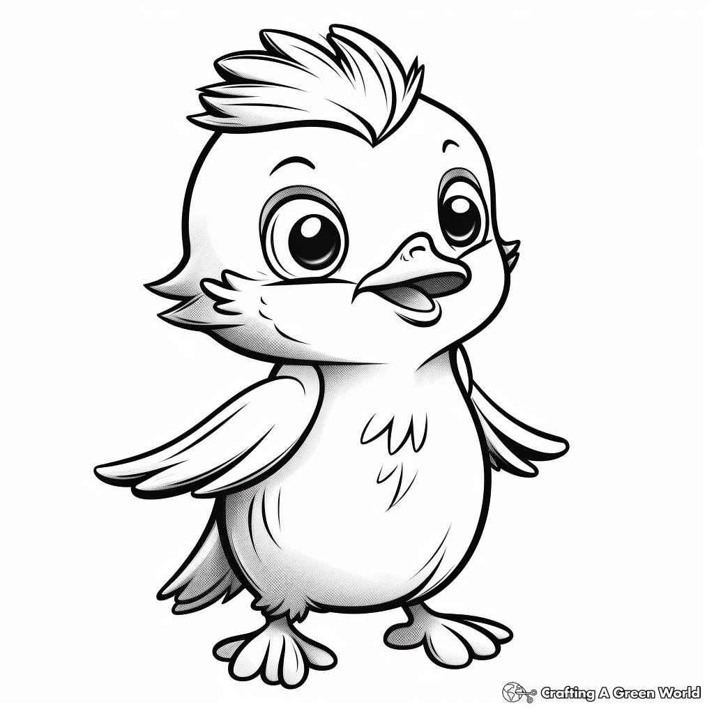 Cute Baby Kingfisher Coloring Pages for Kids 2