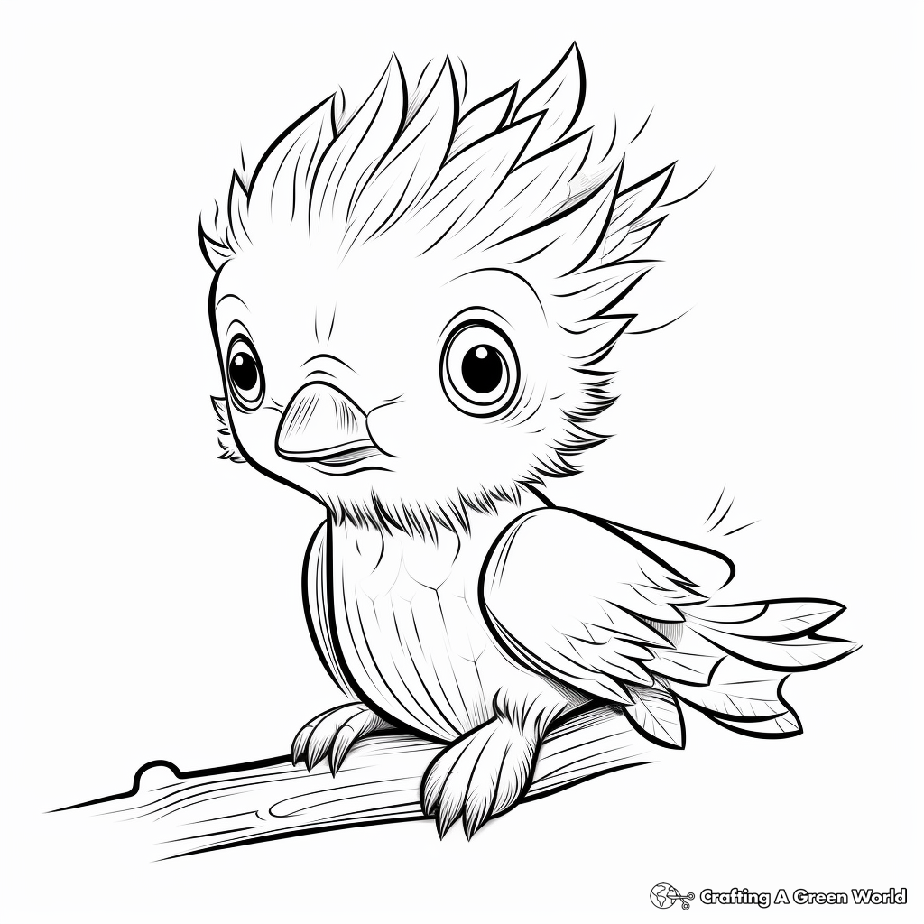Cute Baby Kingfisher Coloring Pages for Kids 4