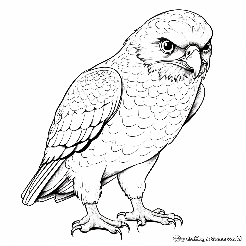 Cute Baby Red Tailed Hawk Coloring Pages 2