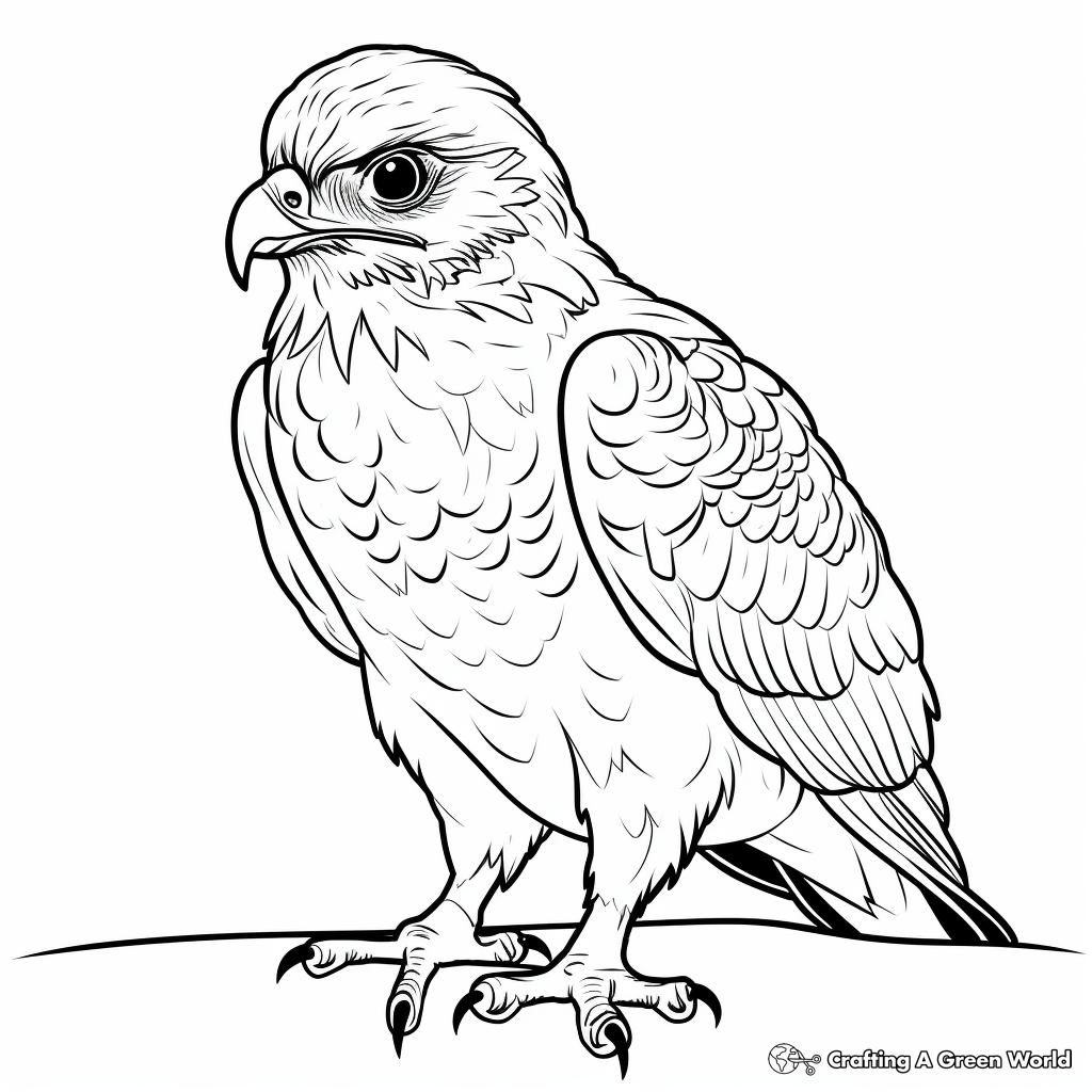 Cute Baby Red Tailed Hawk Coloring Pages 3