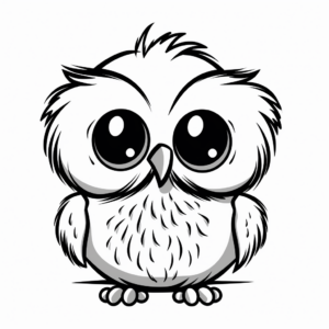 Cute Baby Snowy Owl Coloring Pages for Kids 1