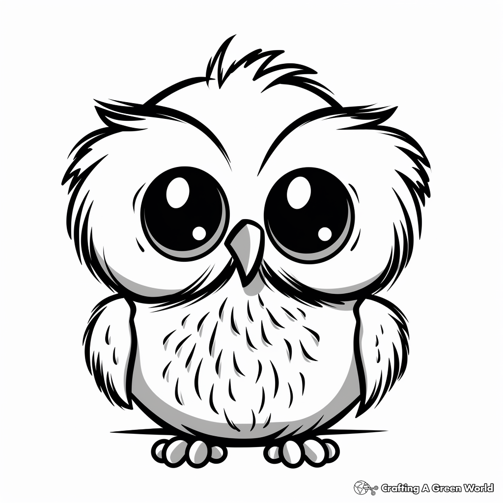Cute Baby Snowy Owl Coloring Pages for Kids 1