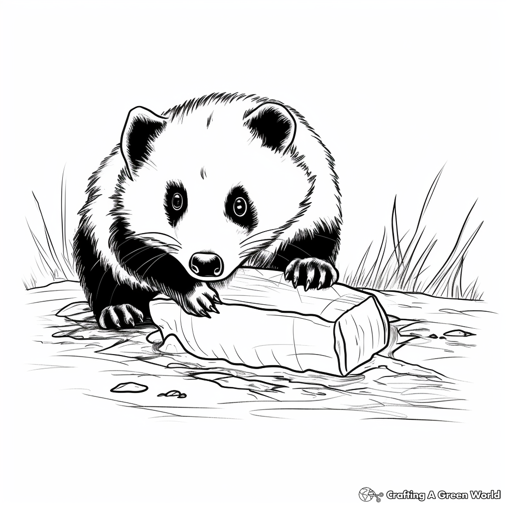 Cute Badger Eating Coloring Pages 4