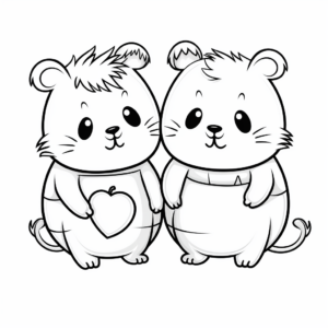 Cute Beavers in Love Coloring Pages 2
