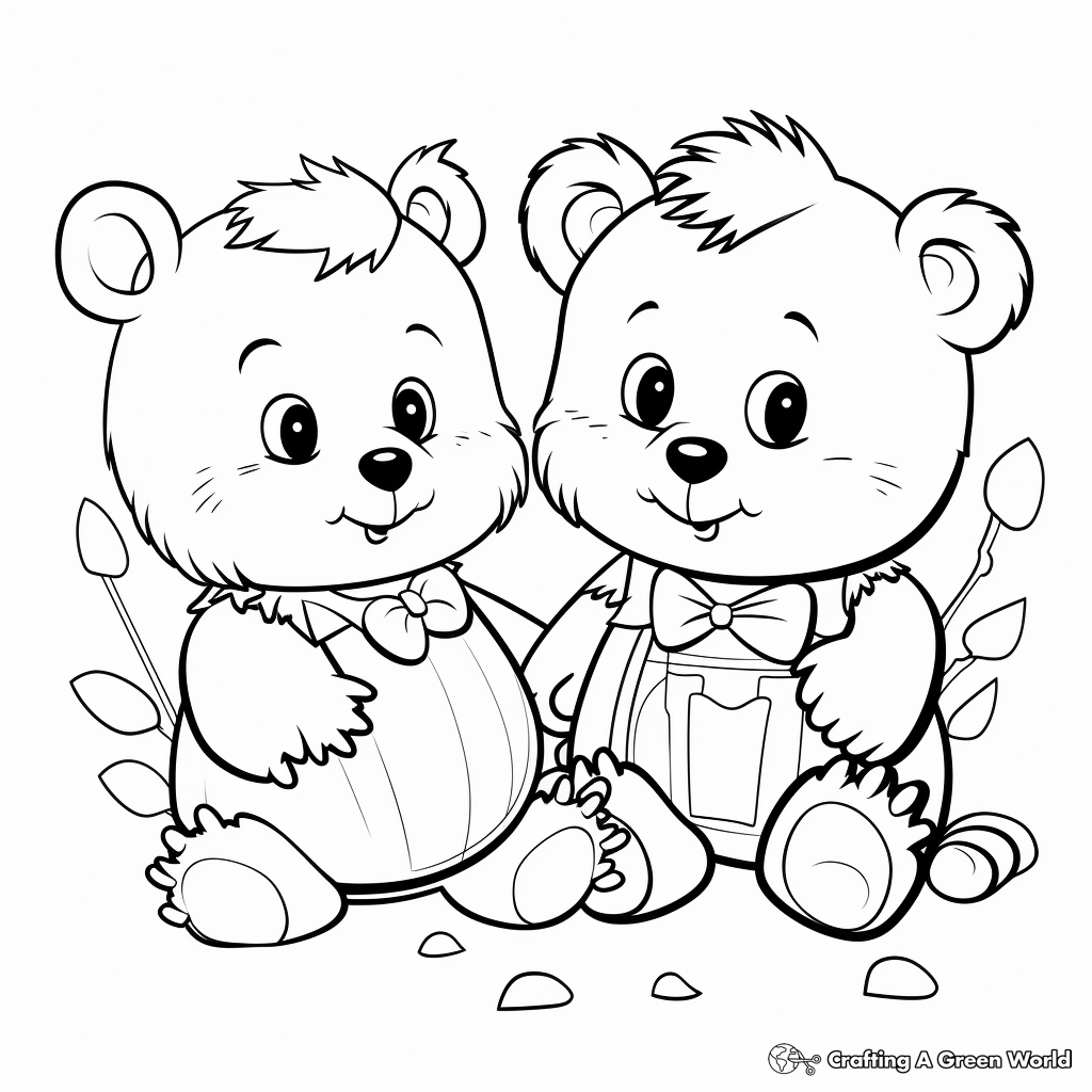 Cute Beavers in Love Coloring Pages 3