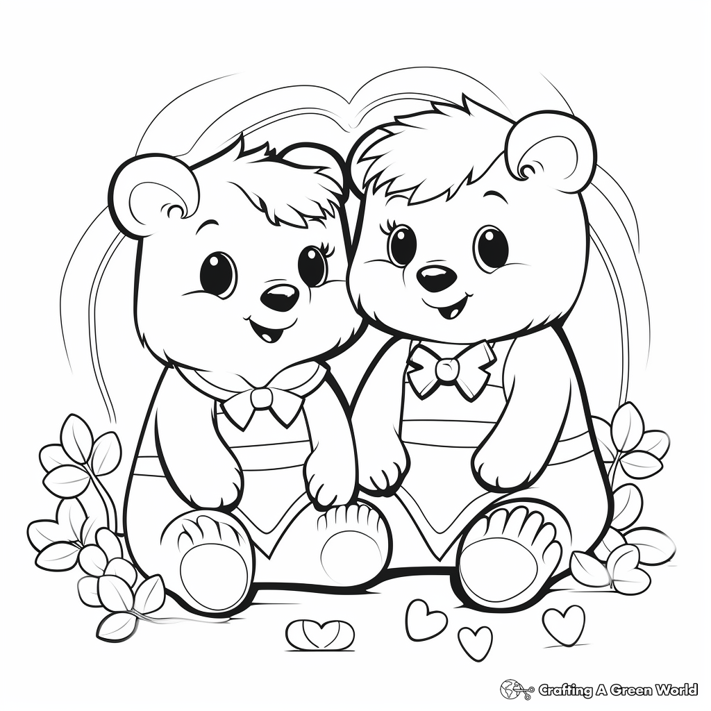Cute Beavers in Love Coloring Pages 4